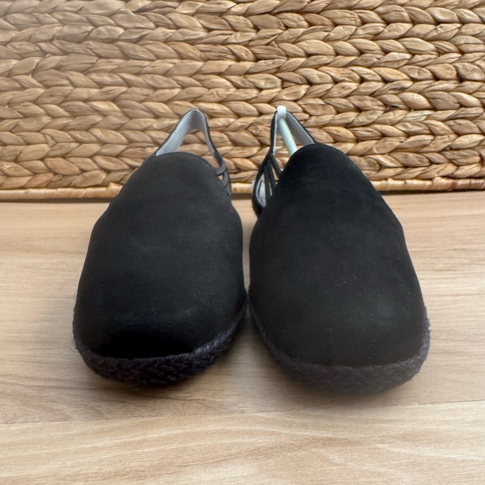 NWB! David Tate Black Nelly Nubuck Espadrille Slingbacks - Picture 4 of 10
